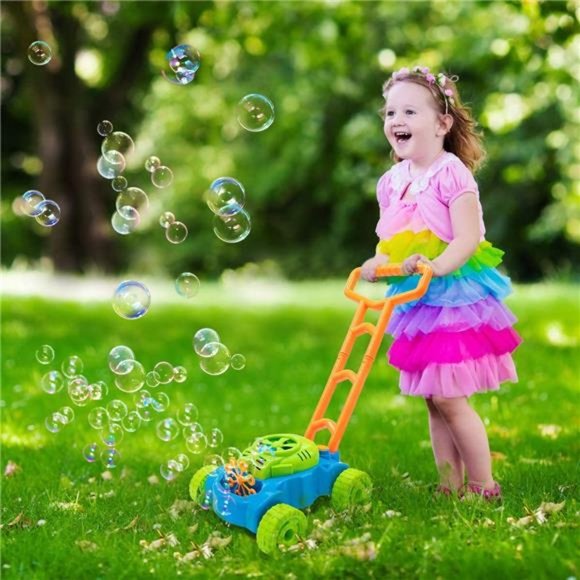 Bubble Lawn Mower for Toddlers, Kids Bubble Blower Maker MachineBoys Girls - Picture 2 of 6